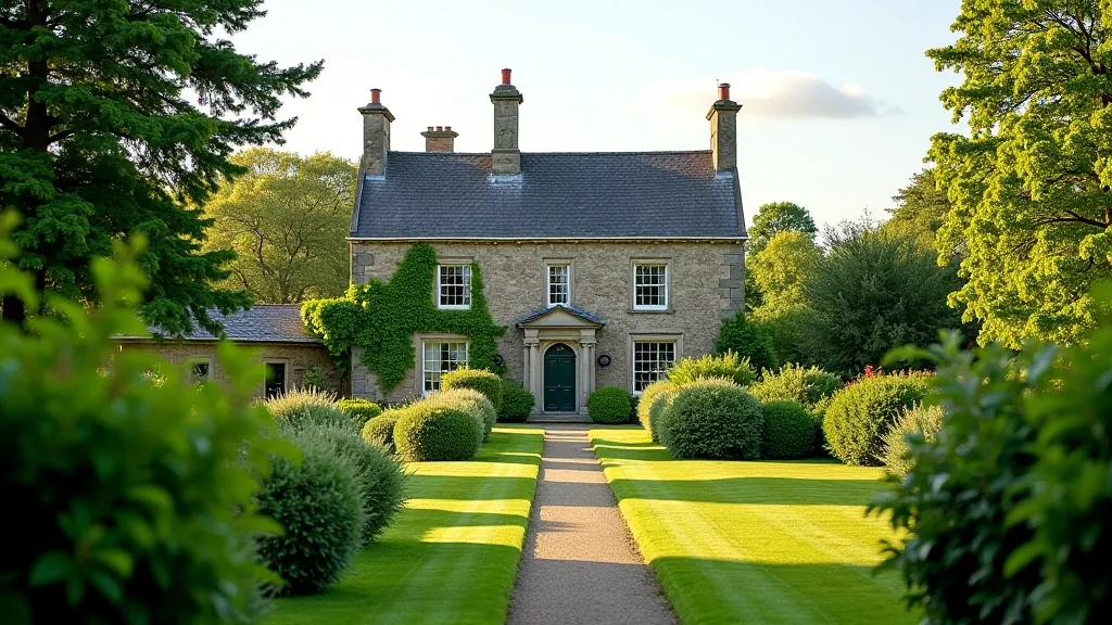 Historic building with heritage architecture and garden setting