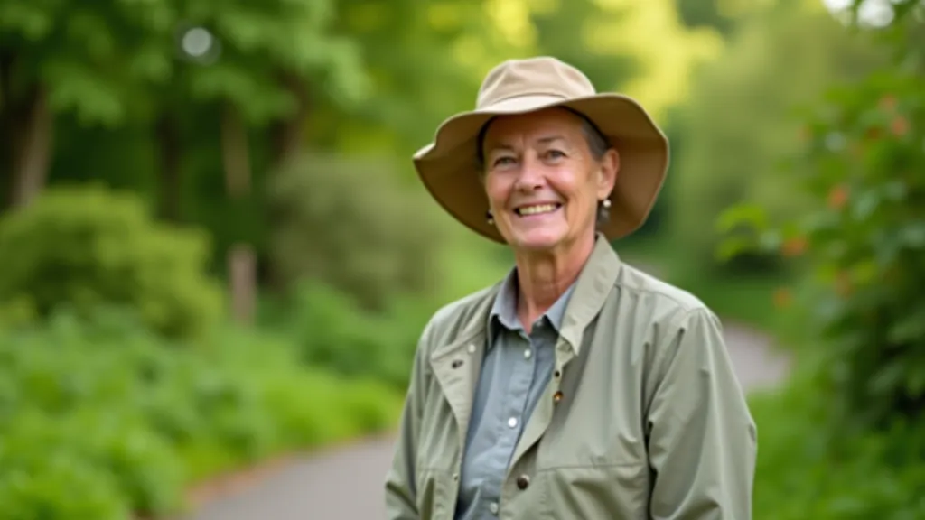 Visitor wearing appropriate garden attire including comfortable shoes, layered clothing, and sun protection while enjoying heritage gardens