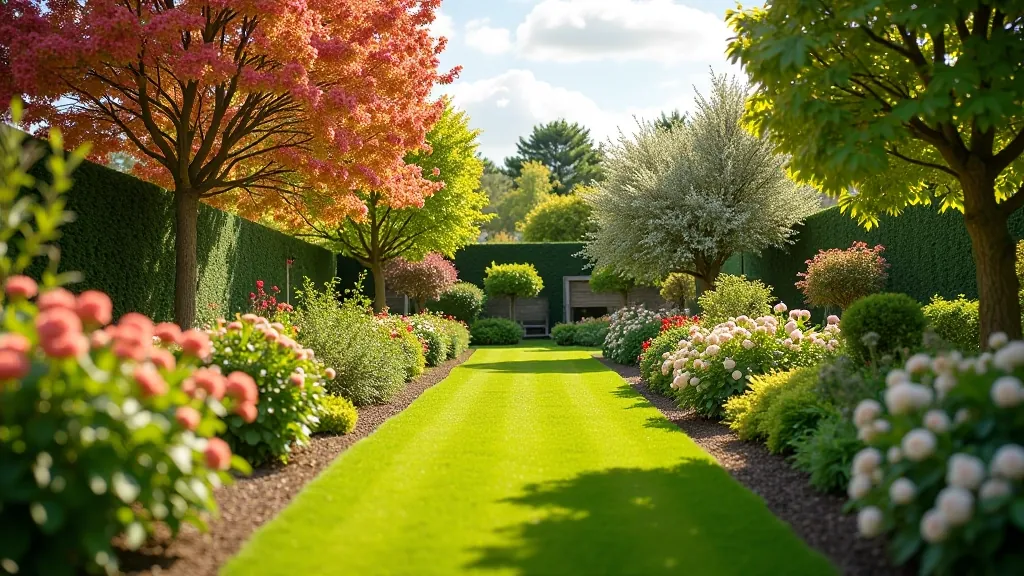 Seasonal blooms and flowering trees at peak growth in heritage gardens
