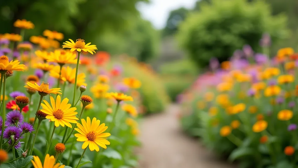 Vibrant seasonal garden flowers in full bloom at Colclough Gardens